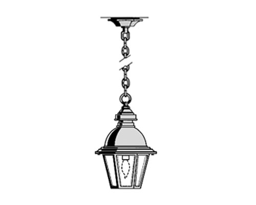 South Bend, Small, aluminum, Ceiling Mount, chain, Clear glass (1) 25W B10, 120V